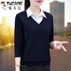 Woodpecker Faute chemise en deux pièces pour femmes manches longues couvrant le ventre 2025 Spring New Base Shirt Mom Shirt Temperament Shirt Top WS5009 Yellow 2xl recommandé 125-135Jin [Jin est égal à 0,5 kg]