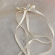 Haydou French ribbon beads long tassel bow hair clip ballet style braided pair sweet girl bangs hair clips beige tassel bow pair