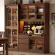Yahua xiangshe schwarze walnuss massive Holzschrank leichte Luxusweinschrank Wohnzimmer Lagerschrank Kombinationskabinett Schrank dreitürige Seitenschrank ohne leichte Montage