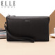 Bolso de hombres de Elle Homme, billetera de cuero de ciervo de capa superior, bolso de embrague de gran capacidad, bolso para hombres de moda 05451 regalo de cumpleaños marrón oscuro para novio