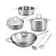 ZWILLING Nova Plus set wok, steamer, soup pot, steamer, frying pan, spatula, pot, spoon, kitchenware set, stainless steel pot, 6-piece set