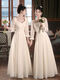 Gu Moxi bridesmaid dress can usually be worn in autumn and winter, champagne color bridesmaid dress for women, winter French wedding, fairy sisters and best friends group H135 champagne color long style A S