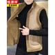 Hengyuanxiang Wool Vest Men's Autumn and Winter Stand-up Collar Vest Sheep Fur All-in-One Warm Vest Waistcoat Regular Jacket Men's Patch Khaki XL 120 to 140 Jin Jin equals 0.5 kg
