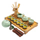 Chang Shengyuan Kung Fu tea set complete set with tea tray for household tea making set solid wood tea table imitating Song Dynasty Ru kiln tea set Pisces Ruyi