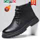 
CARTELO men's shoes genuine leather winter new style plush warm high-top cotton shoes for men's trendy versatile workwear Martin boots non-slip xby9901 black single boots 40