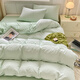 Yalu Home Textiles Four-piece set of pure cotton naked sleeping 100 cotton sheets and quilt cover cover single and double 1.5m 1.8 meters bedding Algae green + moonlight green 2.2*2.4m quilt cover [quilt cover single piece]