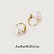Amber Lollipop earrings women's shell beads earrings s925 silver C ring niche earrings anniversary birthday gift for girlfriend and wife gold (shell beads + s925 silver)