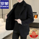 ROMON double-sided woolen woolen coat men's woolen suit jacket autumn and winter warm young and middle-aged woolen woolen coat men 88001A Khaki (70 wool) XL 135~150Jin Jin equals 0.5 kg