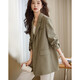 Demana Luxurious and Slim Spring and Autumn Suit Collar Loose Long Sleeve TR Slit Suit Jacket Women's Short Light Green L