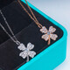 Fat Donglai's same style 18K inlaid clavicle chain for women AU750 rose gold imported technology American technology moissanite l stone pure l silver plated l platinum four-leaf clover necklace