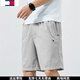 Tommy Shekelly Summer Men's Business and Casual Pure Cotton Working Shorts Cropped Pants Straight Sport Pants 9224 Military Green XL Recommended 130-145Jin [Jin equals 0.5 kg]