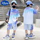 迪士尼（Disney）男童运动套装2025夏季新款儿童速干薄款透气篮球服宽松短袖两件套 紫色 【星空渐变套装】 150 【建议身高140cm左右】
