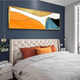 Huaixue abstract art bedroom bedside background wall decoration painting hotel hotel room modern simple hanging painting master bedroom mural JD17081 170*45cm [suitable for beds with width 1.8-2 meters] texture oil canvas aluminum alloy black frame