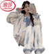 浪莎（LangSha）珊瑚绒睡衣冬季女款甜美长袖法兰绒日系加厚加绒春秋天家居服套装 9922 M 【80-100斤】