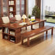 
Ruchen desk full solid wood living room large long desk home dining table integrated workbench reading table distilled large board learning table CR9903# walnut color single table No 140x80x75cm