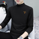 Camiseta de manga larga de cuello de leña (tucano) Camiseta de manga larga de manga larga de otoño e invierno Nuevo estilo modal algodón delgada de algodón de algodón de algodón Top C6187 Negro 4xl