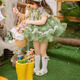 Si yang Prinzessin Kleid kleines Mädchen Prinzessin Kleid Sommer Lolita Lolita Kinderkleid Baby geschwollene grüne Rock + Haarband 100