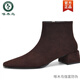 Specht gefrorene Leder französische hochhackige kurze Stiefel für Frauen 2025 neue dünne Stiefel für Frauen Winterstiefel dicke Absatz plus Samtstiefel Schwarz plus Samt 37 37