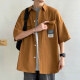 
Baiqueting short-sleeved shirt men's summer new ice silk shirt jacket men's trendy brand loose casual work jacket top 854 light gray 3XL