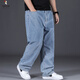 Specht (Tucano) extra großer Jeans Herren Sommer-Dünnstil plus Fett und Sporthosen lose geradlinige Fetthose Trendy Hell Blue 9904 Modell 34 (Taillenumfang 2 Fuß 7) 150-160jin [Jin gleich 0,5 kg]