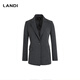 LANDI Gray Dark Gray Patch Collar Suit Jacket Women's Top Professional Formal Autumn and Winter New Product Castle Gray L