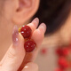 Mansheng red bean earrings for women, retro Hong Kong style red earrings, no piercing, no punching, mosquito coil ear clip, ear buckle birthday gift, a pair of lovesick red bean earrings