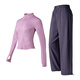 Vansydical Fitness Wear Women's Professional Running Sports Suit Long Sleeve Pilates Training Yoga Suit Light Purple + Purple Gray Two-piece Set TC73063 XL (Recommended 120-135 Jin Jin equals 0.5 kg)