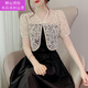 Mengmeng Qixiao coat, sand coat, thin ray lace shawl, women's summer hollow short-sleeved sun-resistant cardigan, small 3890 apricot color L