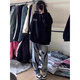 Digada Sweatshirt Männer und Frauen Herbst- und Winterdesign Nische Trendy Marke Übergroße Plüsch amerikanische Retro-Kapuze-Sweatshirt-Jacke HDFS-6180 Black L.