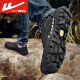 Huili casual leather shoes men's genuine leather spring and autumn outdoor hiking toe-mounted shoes layer cowhide sports shoes soft sole breathable work shoes black single layer BXT18655 40