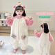 Kexin baby baby sleeping bag autumn and winter double-layer thickened flannel children's one-piece pajamas coral velvet baby anti-kicking quilt crawler suit pink strawberry size 90 recommended for 1-2 years old (height around 85)