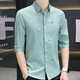 利郎利郎旗下【品牌断码捡漏】七分袖衬衫男冰丝短袖修身流行光滑衬衣 684蓝色 M 80-105斤