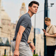Mr. Bu Bu Fashion Contrast Color Camiseta de punto de punto redondo Summer Sire Breatable Honey Skin Manga corta Manga de hombres AT12126 Dark Grey XL __180