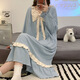 
LangSha nightgown (LangSha) nightgown for women in spring and autumn summer new pullover long-sleeved pajamas cute cartoon mid-length style for outdoor wear Q16863 M