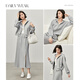 Chandubila comfortable and casual zipper hooded collar off-shoulder sweatshirt elastic waist draped large hem fishtail skirt cotton suit floral gray M