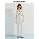 Maxrieny [même modèle dans le centre commercial] exquis Sense quotidienne haute taille pantalon denim à jambes larges pour les femmes 25 texture de style d'été ce blanc