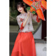 闻莺燕夏季改良汉服成人女新中式国风喇叭袖衬衫文艺半身裙演出游套装 9764美人套装 L