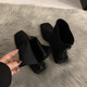
CEOCK autumn and winter wool elastic socks boots for women Martin boots thin boots short boots thick heel medium heel plus velvet nude boots B679-1 black velvet 36