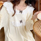 
Huinu is a pajamas for women in autumn palace style, sweet and small 2023 new pure cotton women's long-sleeved home clothes spring and autumn style apricot color 6210 [breastless pad]#[Y33] M 75-95Jin[Jin equals 0.5 kg]