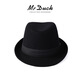 Mr DUCK Autumn and Winter Men's Hat Trendy British Top Hat Men's Large Thick Warm Wool Wool Gentleman Hat Retro Jazz Hat MW13038 Sheep Wool Material-Black (Autumn and Winter Style) L (Suitable for 59-60cm head circumference)