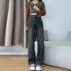 Heng Yasheng Retro Straight Jeans für Frauen im Sommer- und Herbst-New Birne-förmigen Körper mit hohen Taillen, schlankem und fettem MM losen Hose mit breitem Bein für Frauen aus Blau und Grau mit breiter Bein 679 L empfohlen 105-115jin [Jin entspricht 0,5 kg]