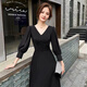Maxbeth Black Evening Dress 2025 New Demperament Banquet Light Luxury Nishe High-end Art Exam Платье для женщин Dark Night Black S