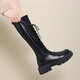 Ershan Ji Temperament Vielseitige lange Stiefel für Frauen, hohe und dünne Ritterstiefel, Reißverschluss gebundene Martin -Stiefel für Frauen, Frühlings- und Herbststiefel 36