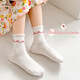 Dimita Girls 'Socken für Frühlings- und Sommerdünne mittelschweren Socken für die koreanische Version von Lolita Princess Socken für atmungsaktive Sommersocken ML24-671 Schwarz-Weiß Lolita XL etwa 9-12 Jahre (Empfohlene Fußlänge 20-22 cm)