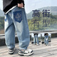 McTicco Boys' Wide Leg Jeans Spring and Autumn Big Children's 2025 New Handsome Trousers Spring Children's Straight Pants 13077 Blue Spring and Autumn Style 120cm