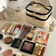 Baby Beile Makeup Bag Women's Large Capacity Washing Bag High-Precision Portable Travel Double-Layer Transparent Waterproof Washing Storage Bag Handheld Beige-Cosmetic Bag
