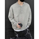QuMile American Henry collar sweater for men in spring and autumn, loose, high-end, lazy style bottoming sweater, cleanfit inner layer, light gray XL