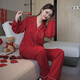 Adore autumn and summer zodiac year big red pajamas for women autumn and winter 2026 new comfortable loose long-sleeved wedding home wear set red suit 88116 L (suitable for 100-120 Jin Jin equals 0.5 kg)