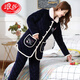 Langsha Pyjamas für Frauen im Winter verdickte Korallenmerze dreischichtige Baumwolle warme Frühlings- und Herbst-Flanell-Frauen-Kleidungsstückset H10 R9858-1 Red M 80-Jin [Jin entspricht 0,5 kg]