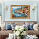 
Diqi Haibin Town Landscape Oil Painting Hand-painted Seascape Oil Painting European style entrance entrance decoration painting Living room and dining room hanging painting 692 gold solid wood frame 120X80